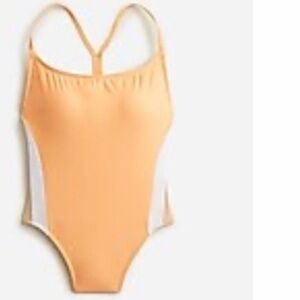 J Crew Active Colorblock One Piece Orange Sherbet Colored Swimsuit 24 NWT